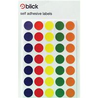 blick coloured labels in bags round 13mm dia 140 per bag - rs004950