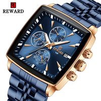 reloj para hombre reward reloj de pulsera de cuarzo rectangular azul reloj luminoso impermeable para negocios opcion ideal para regalos