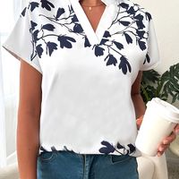 blusa con estampado floral y cuello en v top de manga corta boho para primavera y verano ropa de mujer