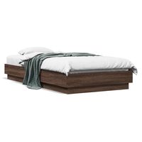 vidaxl estructura de cama con luces led marron roble 75x190 cm