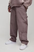 pantalon plus holgado estilo carpintero destenido con costuras antidesgarros brown