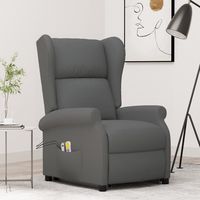 vidaxl sillon de masaje elevable tela gris oscuro