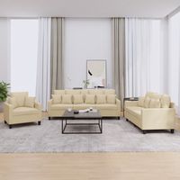 vidaxl juego de sofas con cojines 3 piezas tela crema