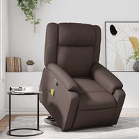 vidaxl sillon reclinable de masaje de pie de cuero sintetico marron