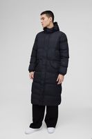 parka acolchada larga con capucha negro