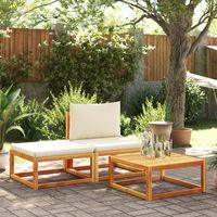 vidaxl set de sofas de jardin con cojines 3 pzas madera maciza acacia