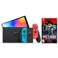 nintendo switch oled azul neonrojo neon  metroid dread