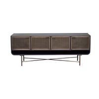 mueble tv de acero con puertas de laton