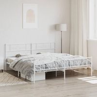 vidaxl estructura cama sin colchon con estribo metal blanco 200x200 cm