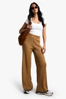 pantalon de punto con ribete en contraste beige