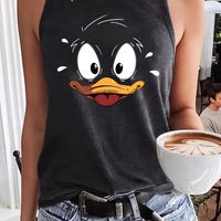 camiseta sin mangas con estampado de pato top casual para verano y primavera ropa de mujer