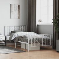 vidaxl estructura cama sin colchon con estribo metal blanco 107x203 cm