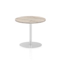 italia 600mm poseur round table grey oak top 725mm high leg