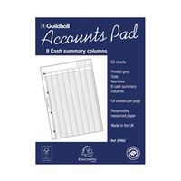 guildhall account pad 8 cash column ruled 54 feint