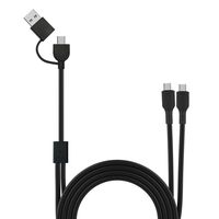 muvit for change cable usb-c  usb a 2x usb-c 3a60w 1m negro