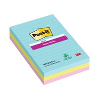 post-it notes super sticky xxl 101 x 152mm lined miami 3 pack