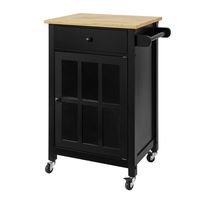 carrito auxiliar de cocina vidrio negro