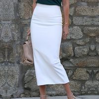 falda ajustada de talle alto elegante falda midi con abertura y cremallera trasera para primavera y verano ropa de mujer