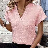 blusa de cuello en v con lunares suizos blusa casual de manga corta para primavera y verano ropa de mujer