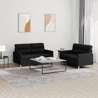 vidaxl juego de sofas con cojines 2 piezas tela negro