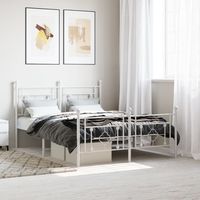 vidaxl estructura cama sin colchon con estribo metal blanco 135x190 cm