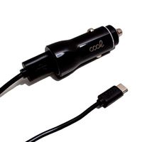 cool cargador coche 2x usb 24a con cable usb-c negro