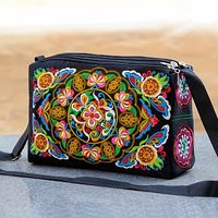 bolso bandolera bordado bolso de hombro de lona para mujer elegante bolso bandolera de viaje monederos para mujer