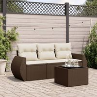 vidaxl set de sofas de jardin 4 pzas y cojines ratan sintetico marron