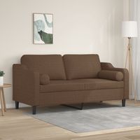 vidaxl sofa de 2 plazas con cojines tela marron 140 cm