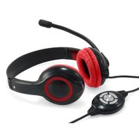 conceptronic auriculares usb con control de volumen rojos