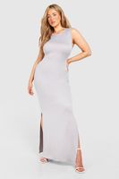 vestido plus maxi super suave con espalda baja gris