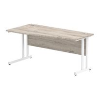 impulse 1200x800mm straight desk grey oak top silver cable managed leg