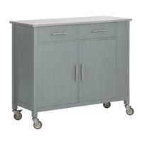 carrito de cocina con encimera en acero inoxidable metal gris