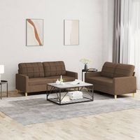 vidaxl juego de sofas con cojines 2 piezas tela marron