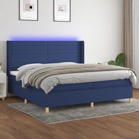 vidaxl cama box spring colchon y luces led tela azul 200x200 cm