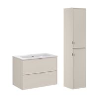 set de muebles con lavabo encastrado y columna estratificado 80cm