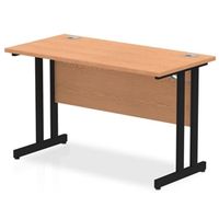 impulse 1200 x 600mm straight desk oak top black cantilever leg