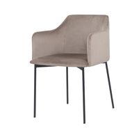 sillon de terciopelo beige con patas de metal negro