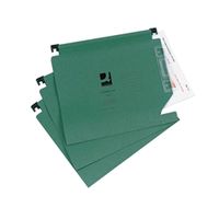 q-connect 15mm lateral file manilla 150 sheet green 25 pack kf01184