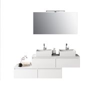 mueble de bano de 8 piezas con doble lavabo en melamina blanca