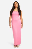 vestido plus maxi super suave con escote en u pink