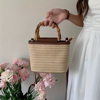 bolso bandolera de verano de nicho bolso pequeno de diseno de paja tejida bolso de mano de cubo tejido de hierba