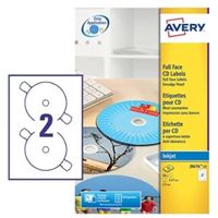 avery full face inkjet white cd labels 2 per sheet 50 pack