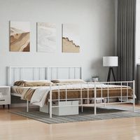 vidaxl estructura cama sin colchon con estribo metal blanco 180x200 cm