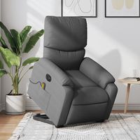 vidaxl sillon de masaje electrico reclinable elevable tela gris oscuro