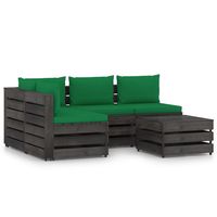 vidaxl muebles de jardin 5 piezas con cojines madera impregnada gris