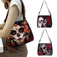 bolsa bandolera con estampado de calavera para mujer estilo casual bolso de viaje de hombro a la moda bolso de mano para mujer con estampado de calavera con compartimento para telefono y cartera