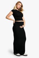 falda premama maxi de canale suave con cintura plegada negro