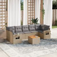 vidaxl juego de sofas de jardin con cojines beige 8 pzas ratan pe