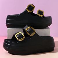 sandalias de plataforma de color solido para mujer zapatos casuales de verano con punta abierta sandalias deslizantes con diseno de doble correa comoda